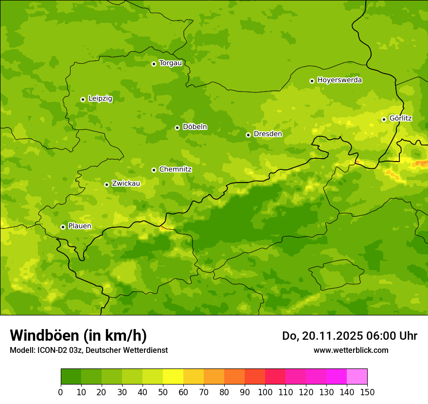 Modellkarten Windgeschwindigkeit