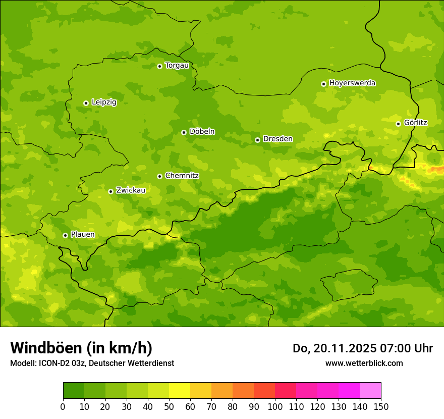 Modellkarten Windgeschwindigkeit