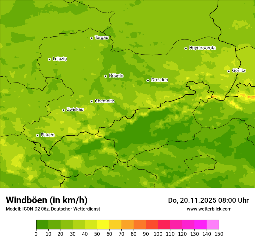 Modellkarten Windgeschwindigkeit