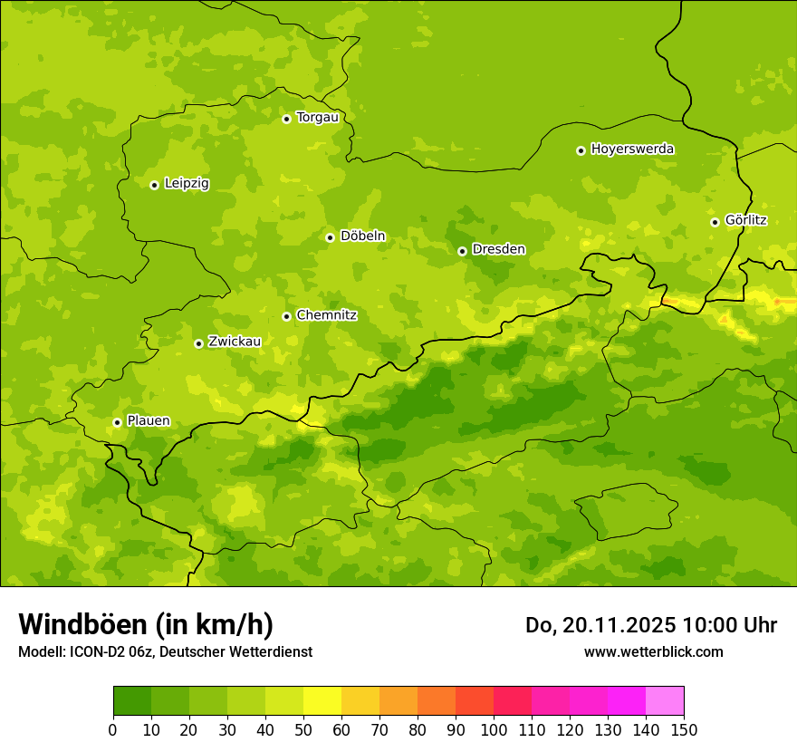 Modellkarten Windgeschwindigkeit