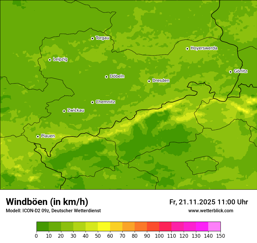 Modellkarten Windgeschwindigkeit
