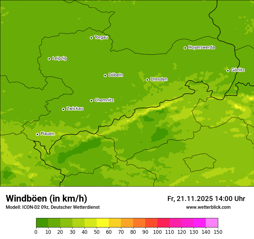 Modellkarten Windgeschwindigkeit