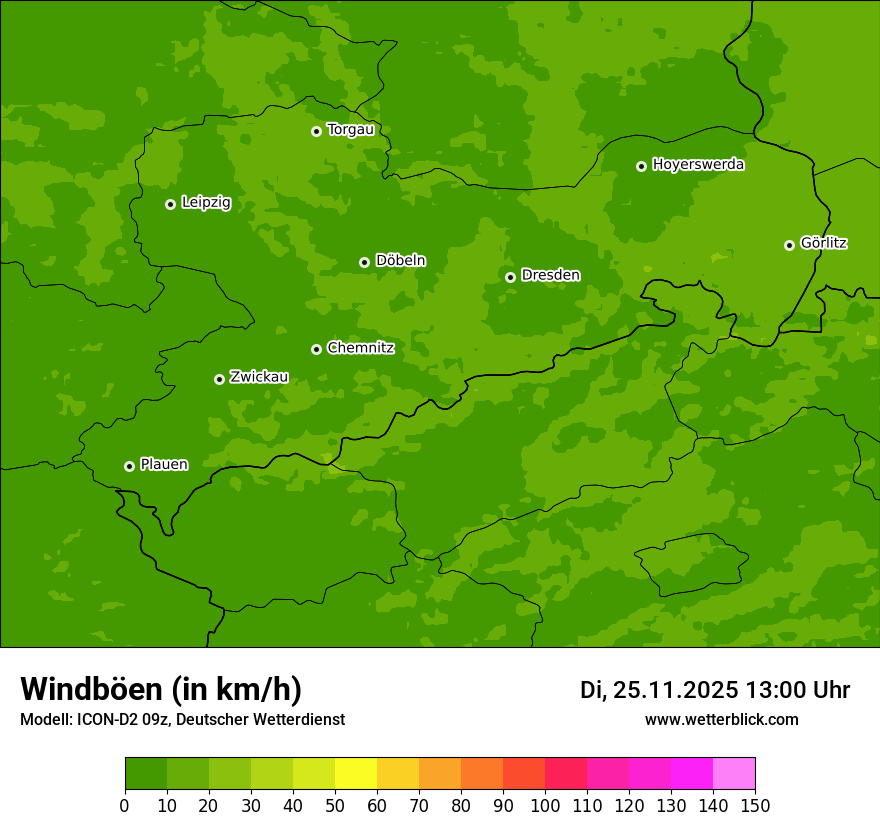 Modellkarten Windgeschwindigkeit