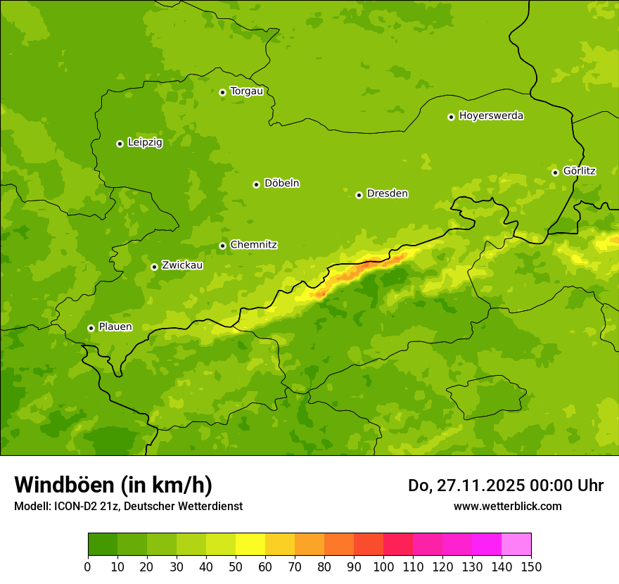 Modellkarten Windgeschwindigkeit
