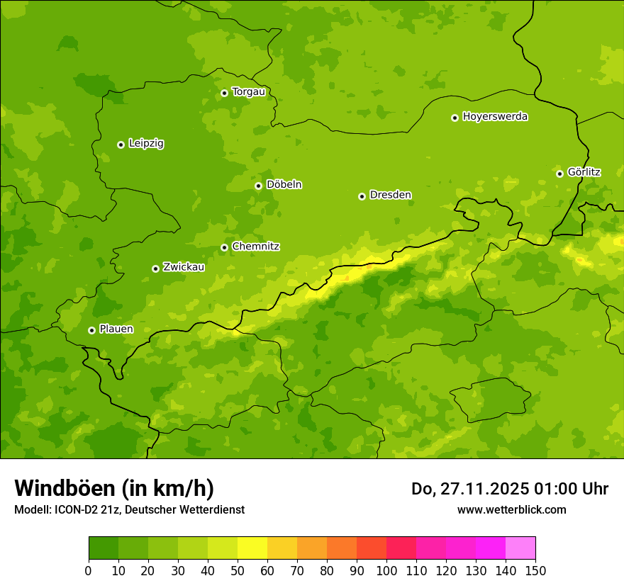 Modellkarten Windgeschwindigkeit