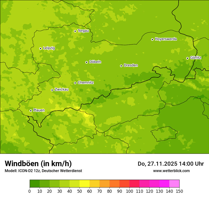 Modellkarten Windgeschwindigkeit