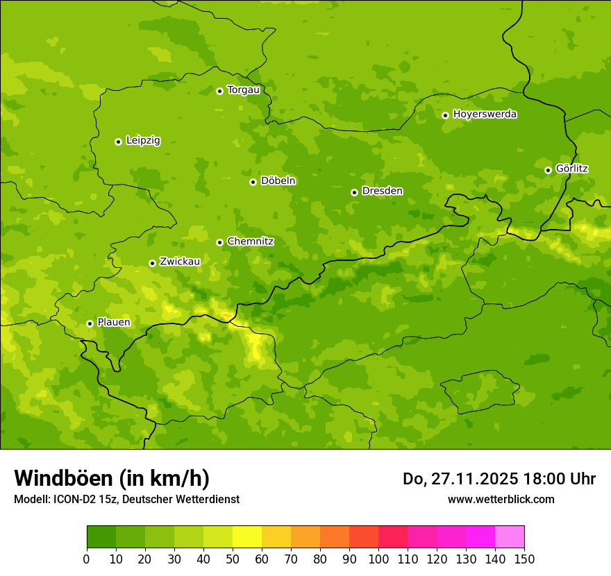 Modellkarten Windgeschwindigkeit