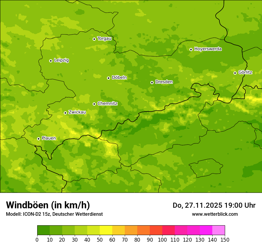 Modellkarten Windgeschwindigkeit