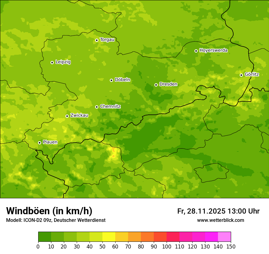 Modellkarten Windgeschwindigkeit