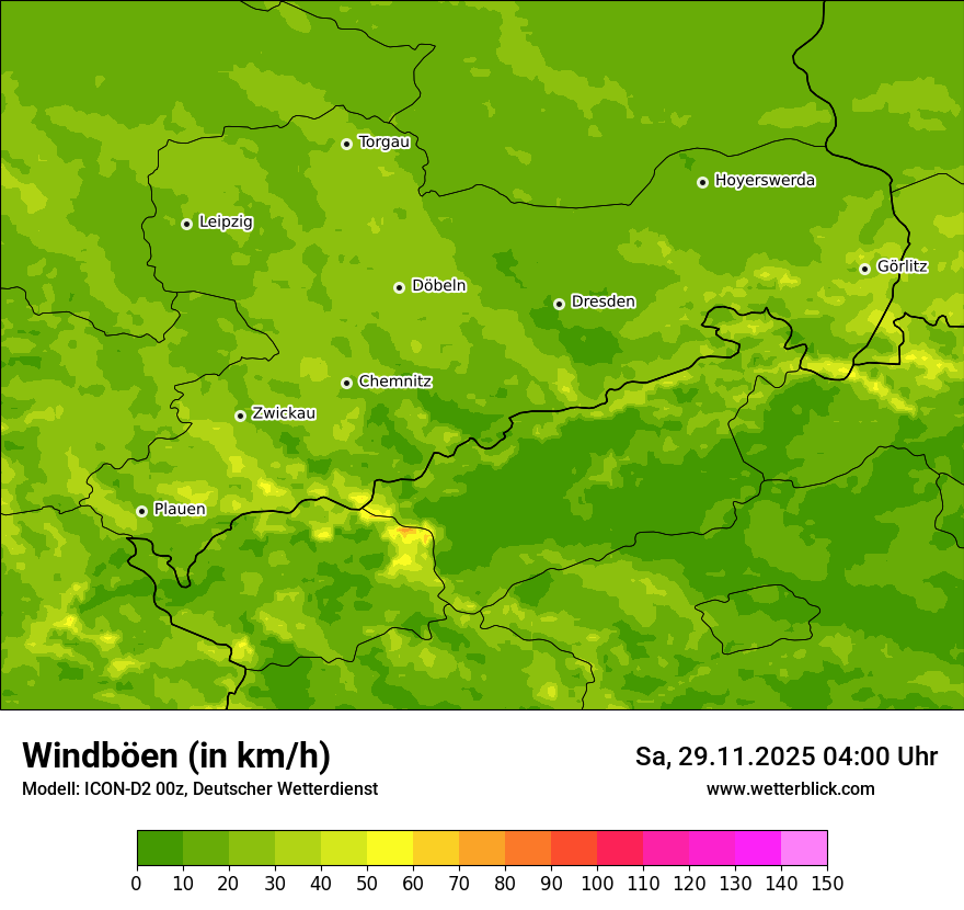 Modellkarten Windgeschwindigkeit