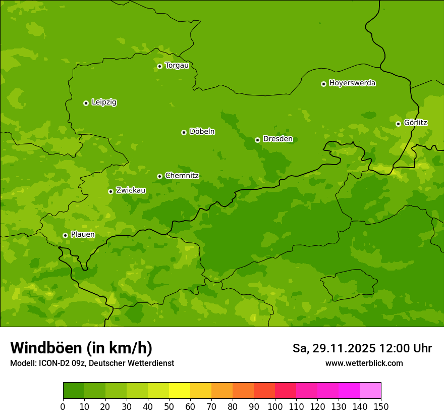 Modellkarten Windgeschwindigkeit