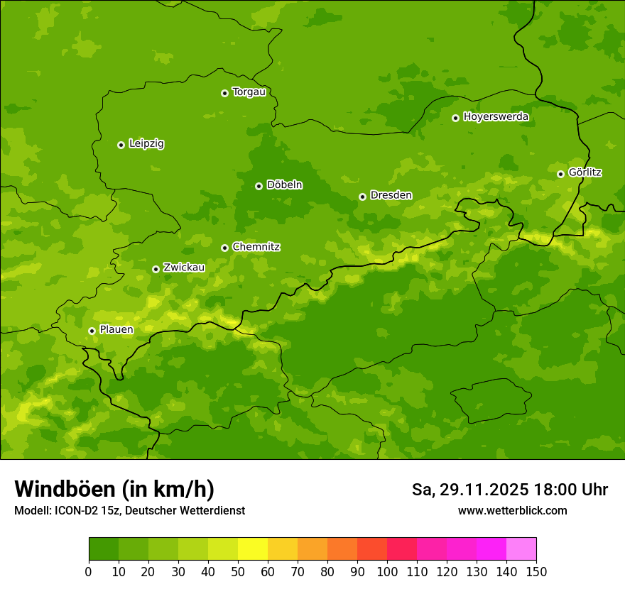 Modellkarten Windgeschwindigkeit