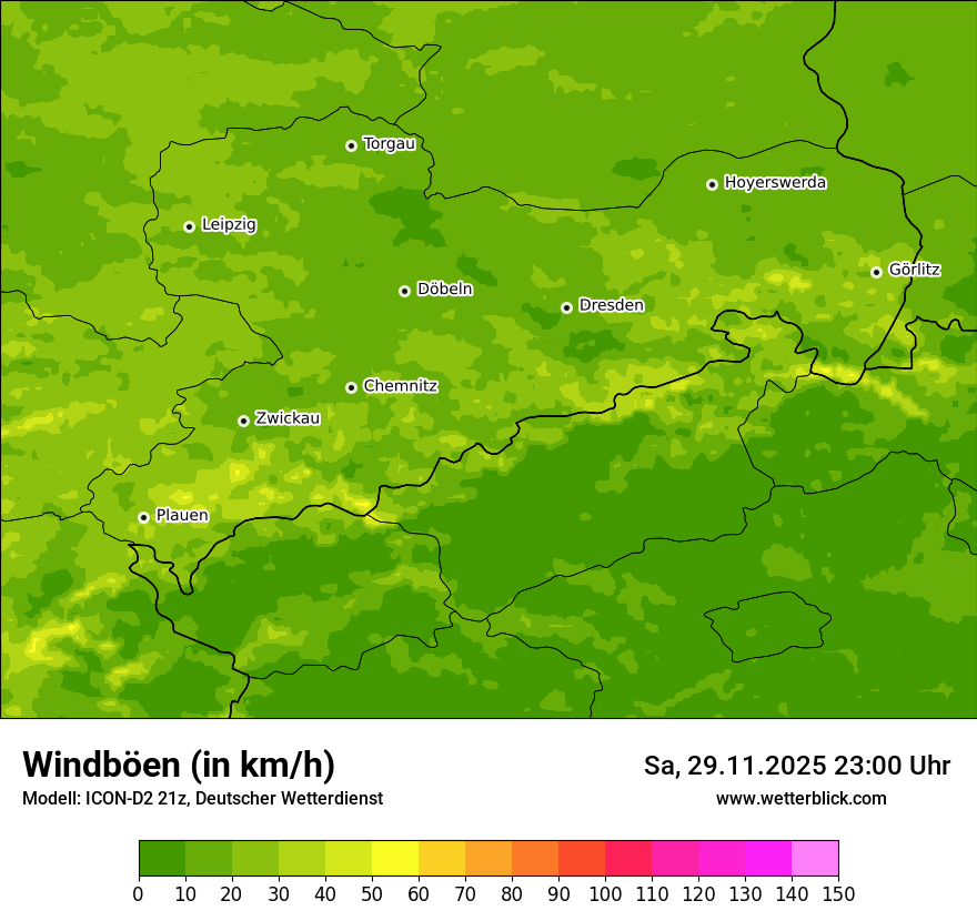 Modellkarten Windgeschwindigkeit