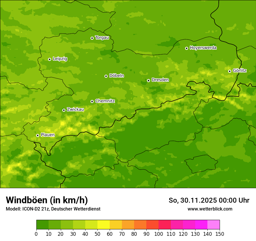 Modellkarten Windgeschwindigkeit