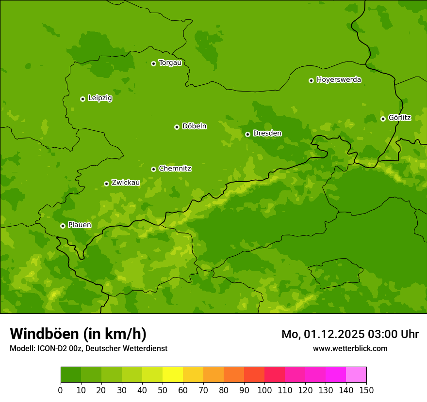 Modellkarten Windgeschwindigkeit
