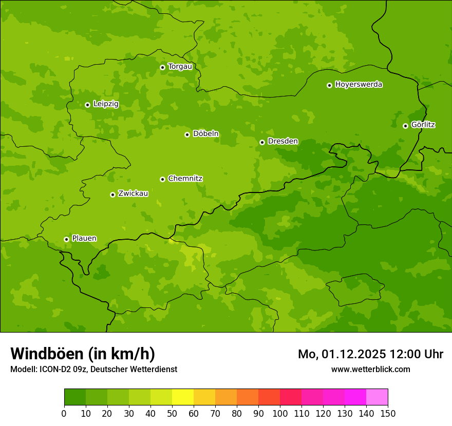Modellkarten Windgeschwindigkeit