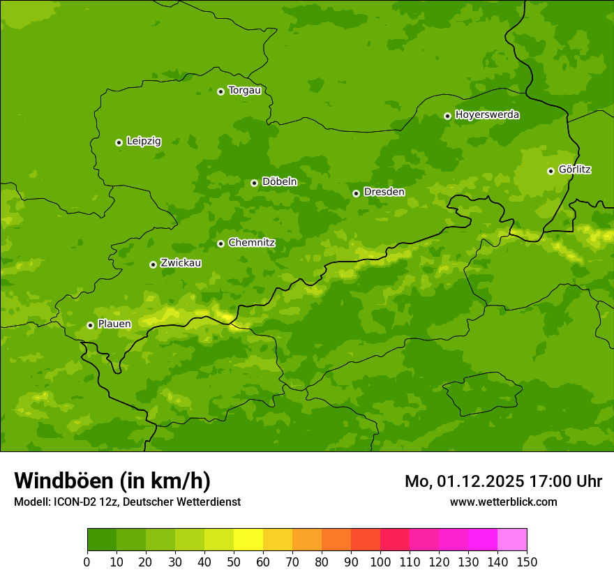 Modellkarten Windgeschwindigkeit