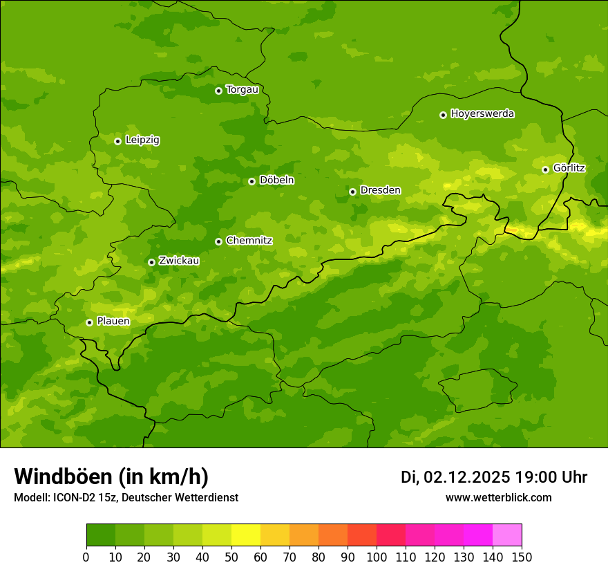 Modellkarten Windgeschwindigkeit