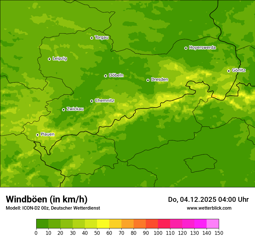 Modellkarten Windgeschwindigkeit