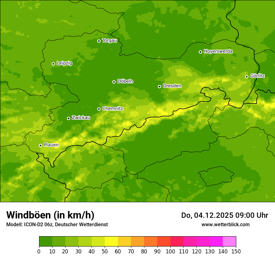 Modellkarten Windgeschwindigkeit