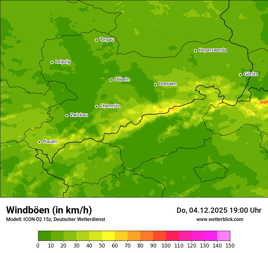 Modellkarten Windgeschwindigkeit
