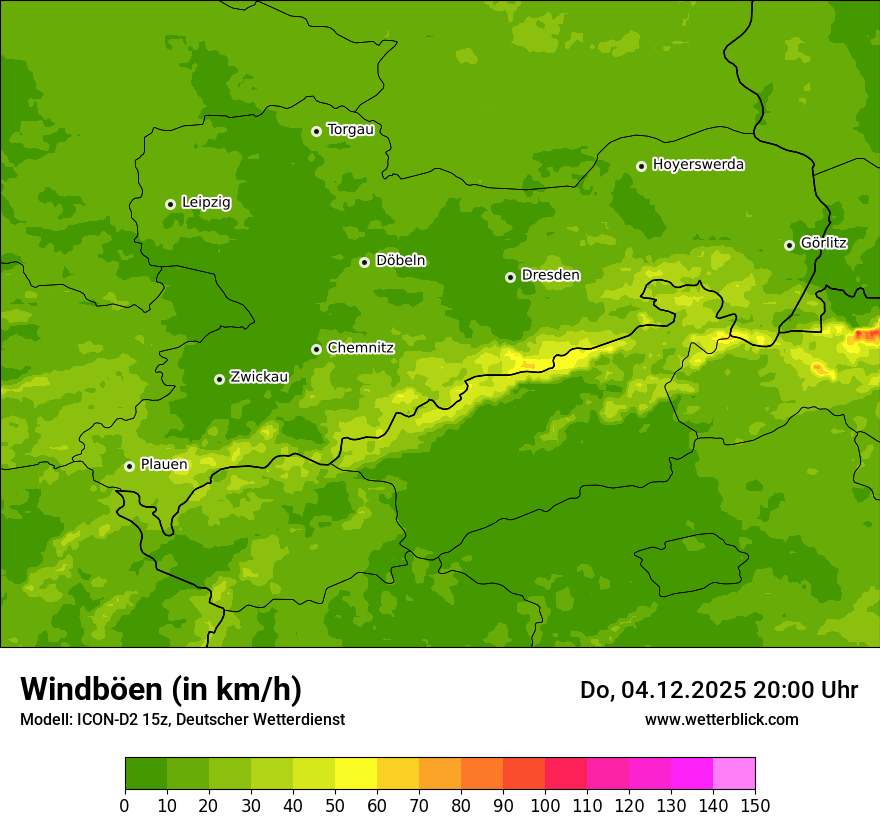 Modellkarten Windgeschwindigkeit
