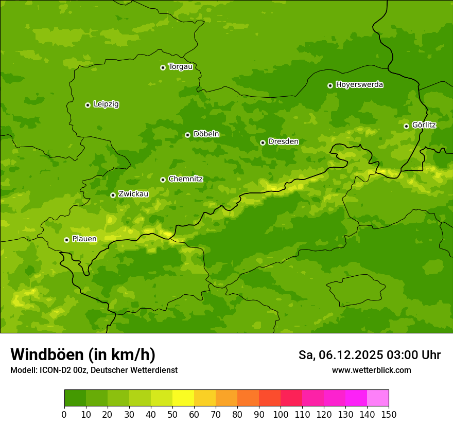 Modellkarten Windgeschwindigkeit