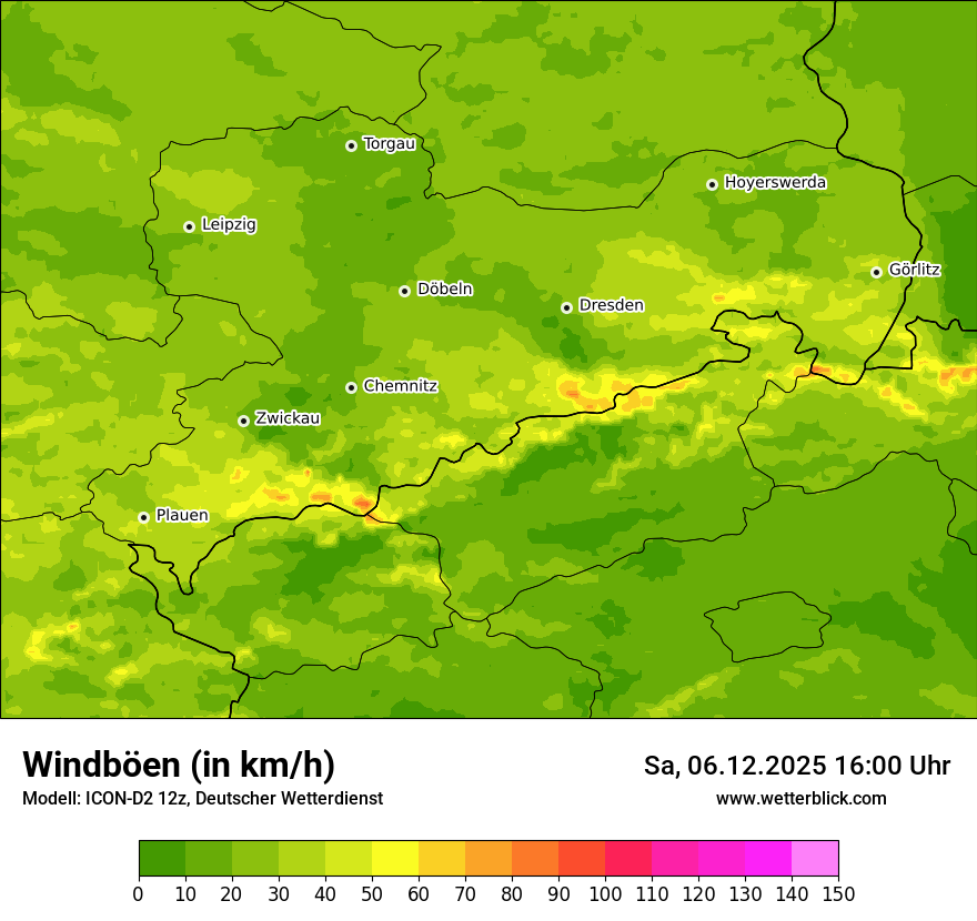 Modellkarten Windgeschwindigkeit