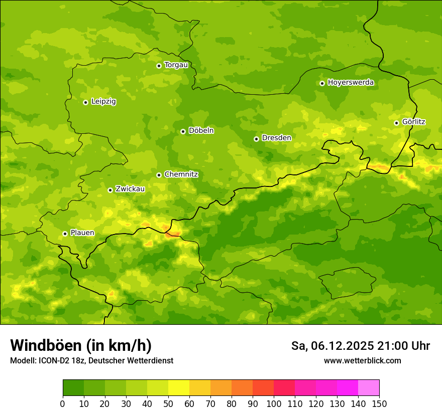 Modellkarten Windgeschwindigkeit