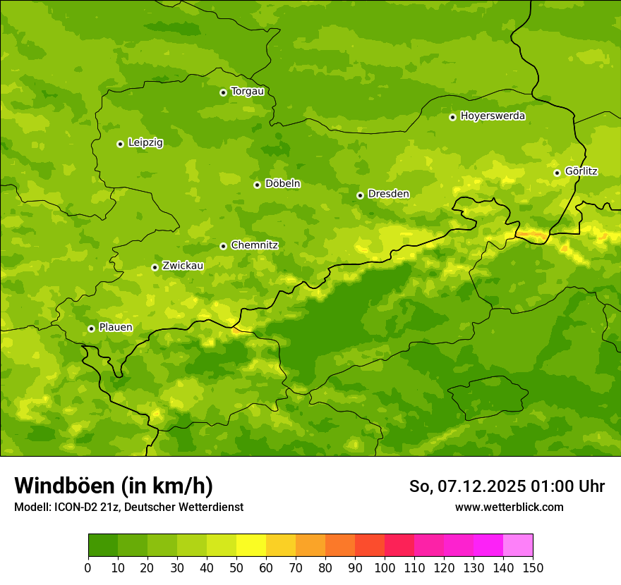 Modellkarten Windgeschwindigkeit