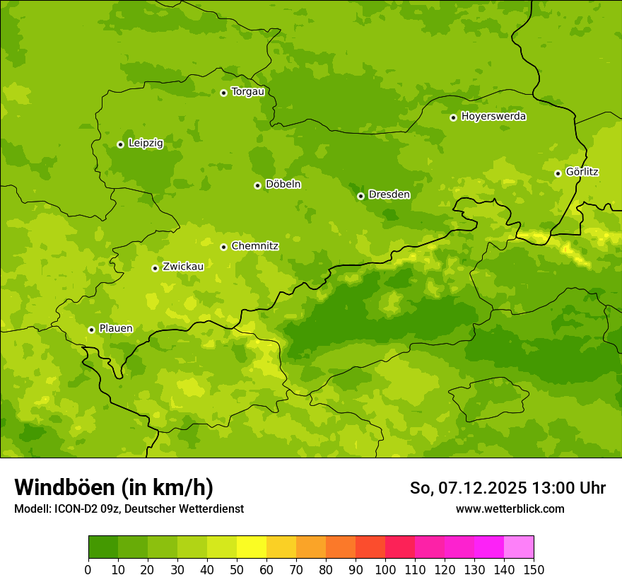 Modellkarten Windgeschwindigkeit