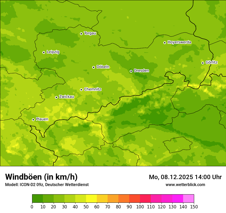 Modellkarten Windgeschwindigkeit