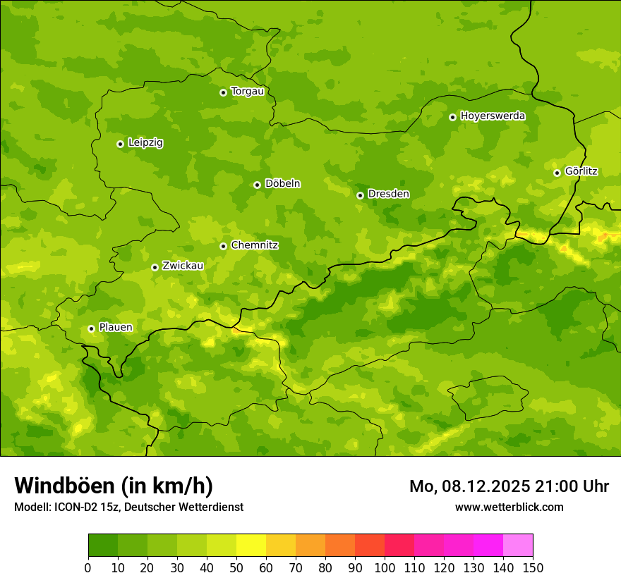 Modellkarten Windgeschwindigkeit