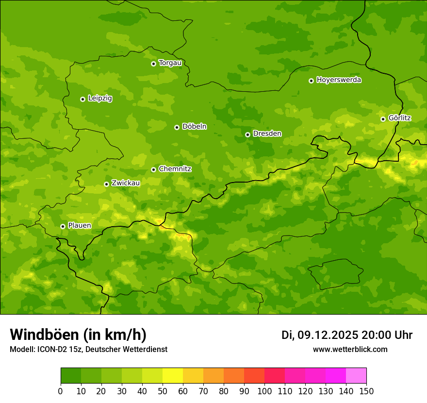Modellkarten Windgeschwindigkeit