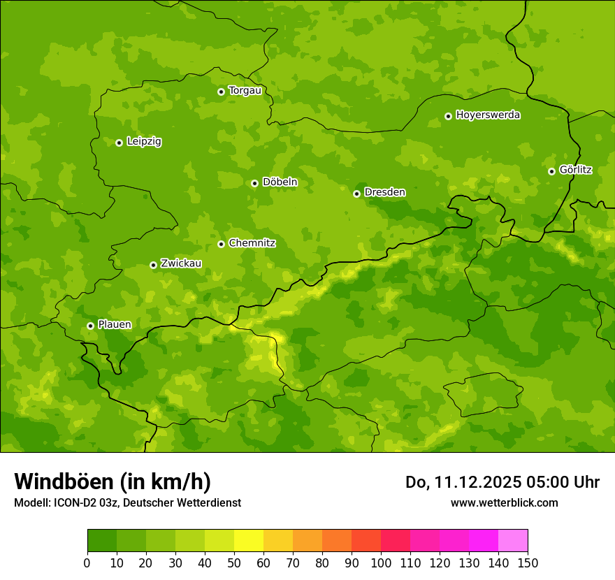 Modellkarten Windgeschwindigkeit