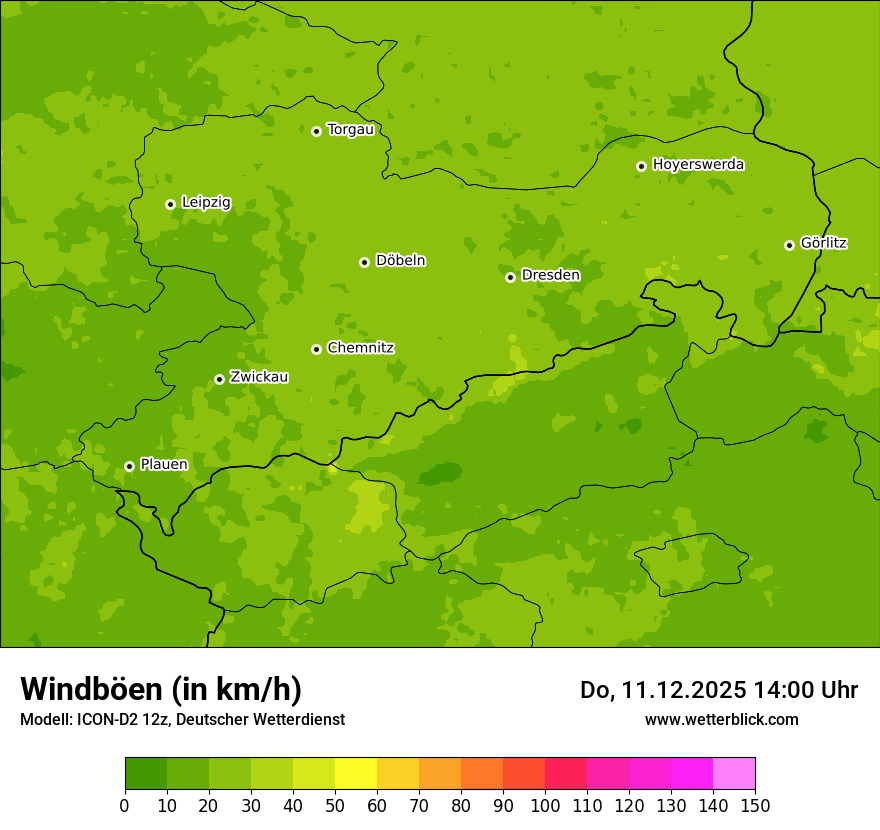 Modellkarten Windgeschwindigkeit
