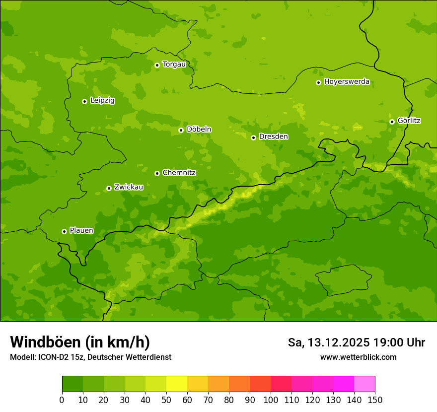 Modellkarten Windgeschwindigkeit