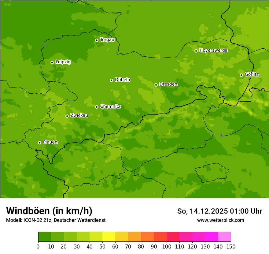 Modellkarten Windgeschwindigkeit