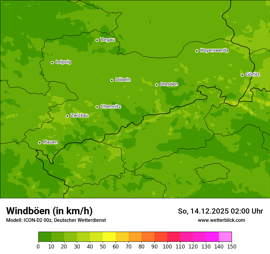 Modellkarten Windgeschwindigkeit