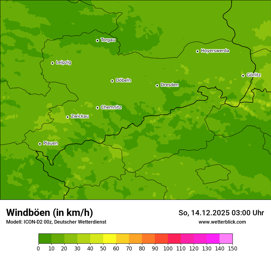 Modellkarten Windgeschwindigkeit