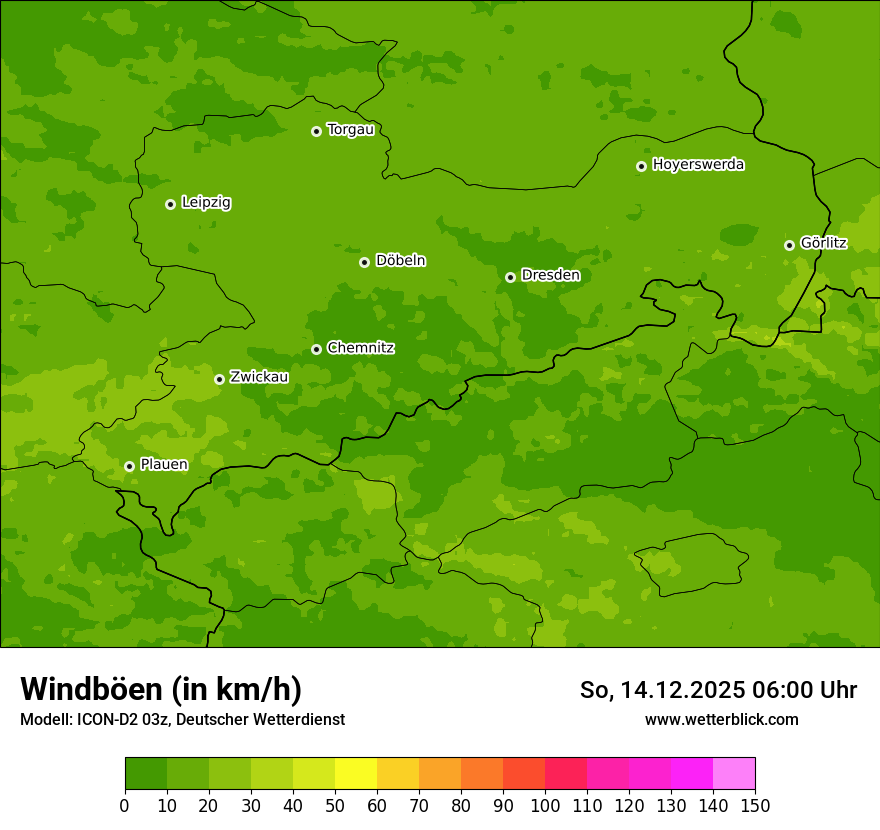 Modellkarten Windgeschwindigkeit