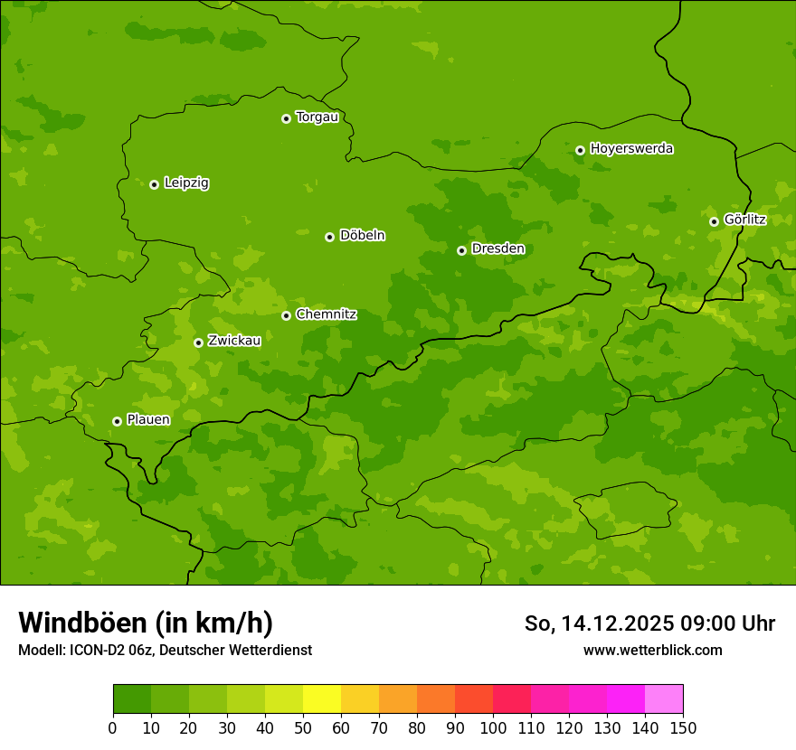 Modellkarten Windgeschwindigkeit