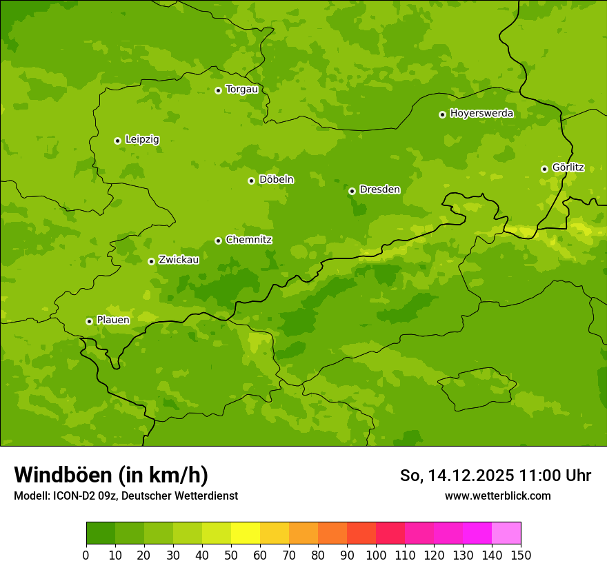 Modellkarten Windgeschwindigkeit
