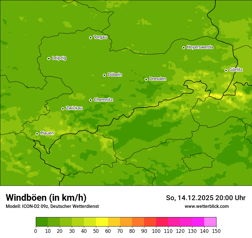 Modellkarten Windgeschwindigkeit