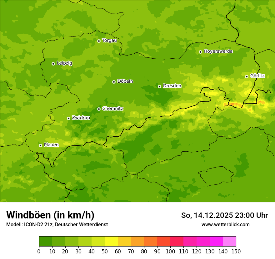 Modellkarten Windgeschwindigkeit