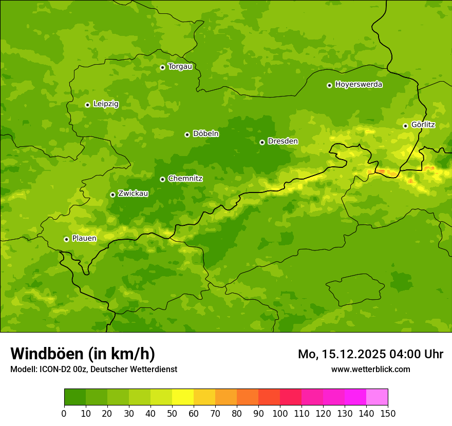 Modellkarten Windgeschwindigkeit