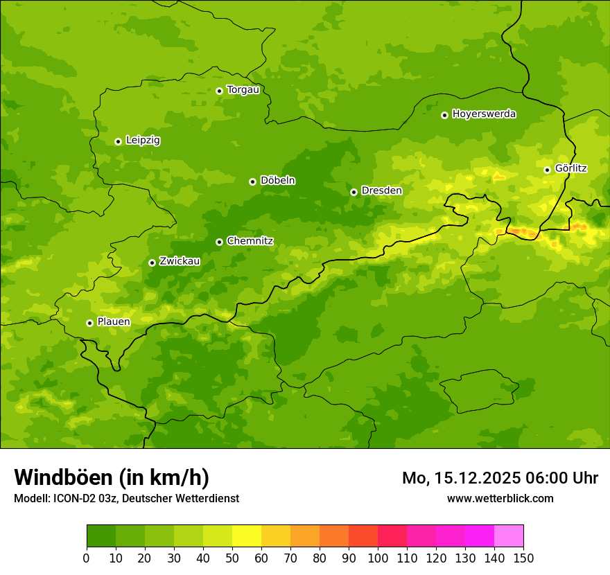 Modellkarten Windgeschwindigkeit