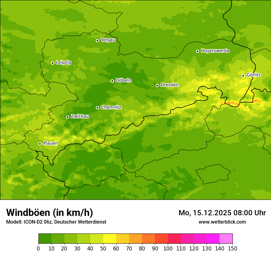 Modellkarten Windgeschwindigkeit