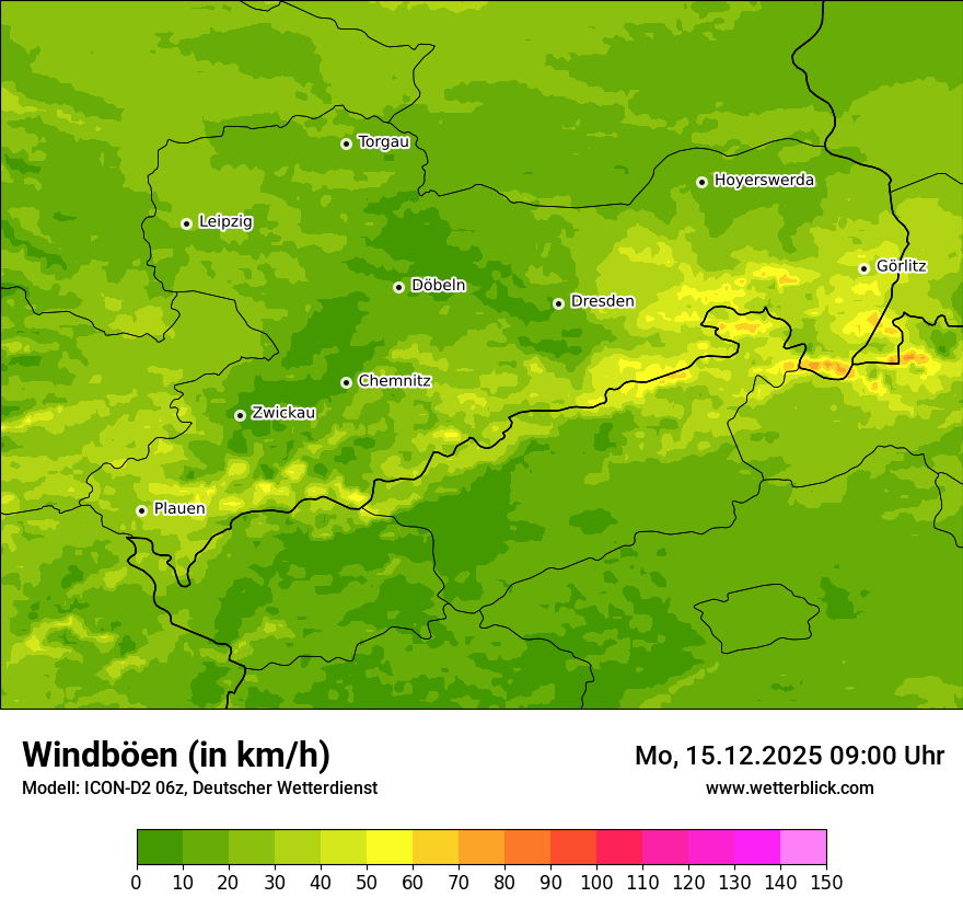 Modellkarten Windgeschwindigkeit