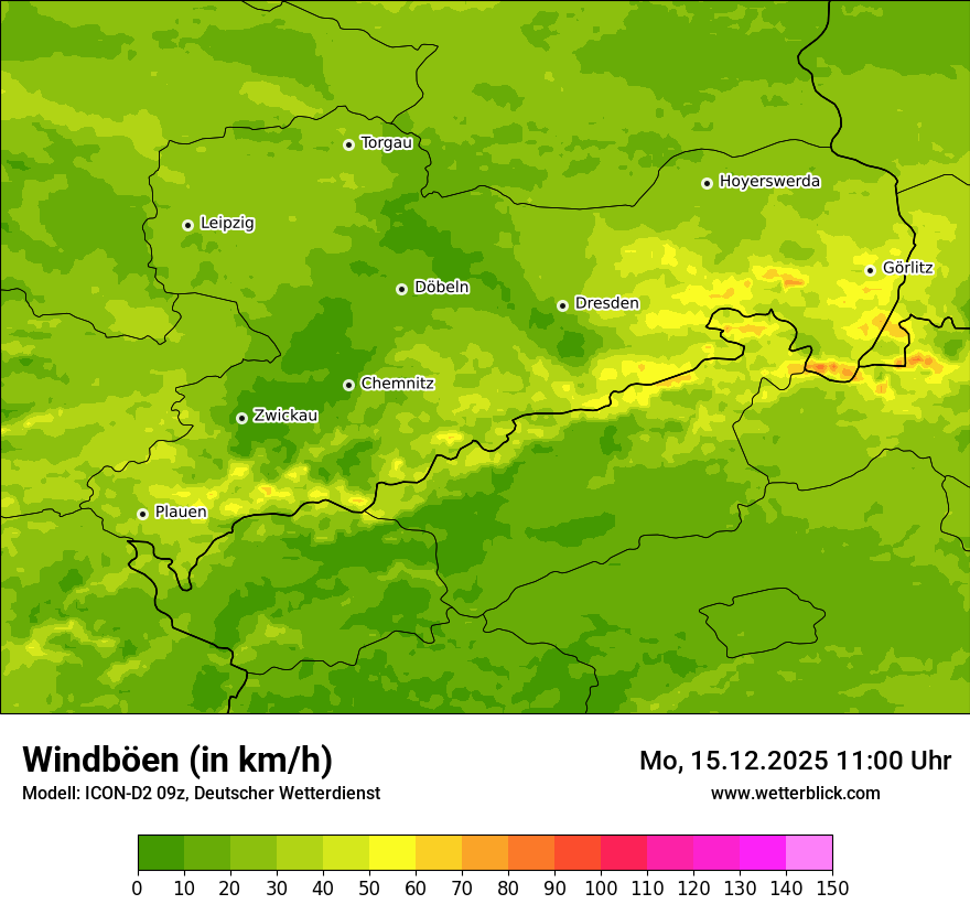 Modellkarten Windgeschwindigkeit